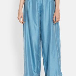 Fabindia Women Blue Cotton Silk Parallel Trousers-image-38