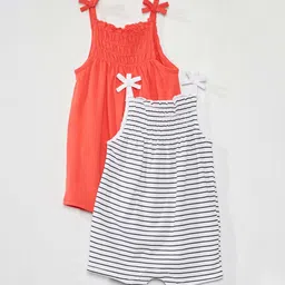 KIABI Girls Striped Pleated Cotton Trousers-38