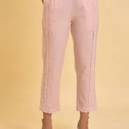 W Women Pink Mid-Rise Regular Trousers-11