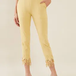 Soch Women Beige Embroidered Relaxed Trousers-image-24