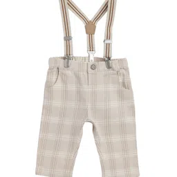 Chicco Boys Checked Relaxed Regular Fit Cotton Trousers with Suspenders-image-9