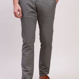 Parx Men Checked Printed Tapered Fit Mid-Rise Cotton Casual Trouser-image-52