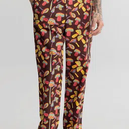 Snitch Men Mushroom Printed Pure Cotton Lounge Pants-image-84
