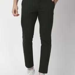 Basics Tapered Fit Mid-Rise Plain Woven Cotton Casual Flat Front Regular Trousers-image-80