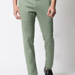 Basics Men Green Tapered Fit Trousers-image-80