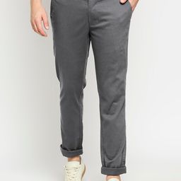 Basics Men Grey Tapered Fit Trousers-image-68