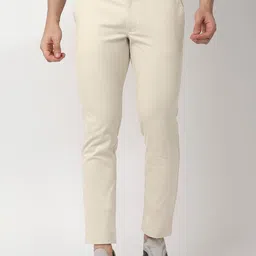 Basics Tapered Fit Mid-Rise Plain Woven Cotton Casual Flat Front Regular Trousers-image-83