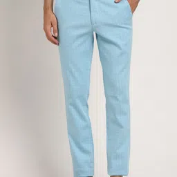 Turtle Men Checked Smart Tapered Fit Cotton Stretch Mid-Rise Trouser-image-91