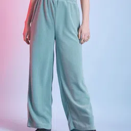 STREET 9 Street Style Women Green Mid-Rise Relaxed Loose Fit Parallel Trousers-image-51