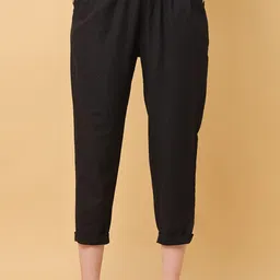 BLACK & BLAH BLAH Women Relaxed Loose Fit Peg Trousers-image-85
