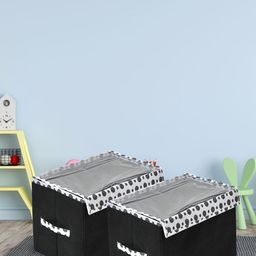 Kuber Industries Kids Black & White 2 Pieces Printed Toy Box Storage Organisers-52
