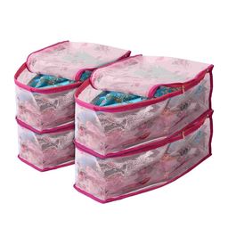 Kuber Industries Pack Of 4 Pink Printed Saree Organisers-47