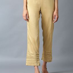 elleven Women Beige Parallel Trousers-image-46
