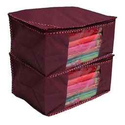 Fashion Bizz Maroon 2 Pieces Printed Saree Organizers-image-28