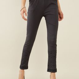 Soch Women Grey Solid Embroidered Trousers-picture-38