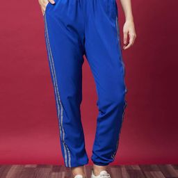 Globus Women Blue High-Rise Joggers-image-95