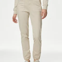 Marks & Spencer Women Slim Fit High-Rise Joggers Trousers-image-96