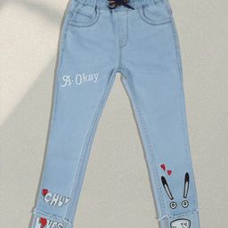 F2M Boys Embroidered Slim Fit High-Rise Joggers Trousers-image-72