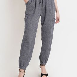 Purple State Women Grey Textured Comfort Pleated Cotton Joggers-picture-27
