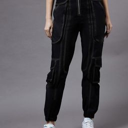 Miss Chase Women Striped Pure Cotton Relaxed Joggers-image-87