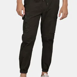 t-base Men Mid-Rise Drawstring Plain Cotton Joggers Trouser-image-15