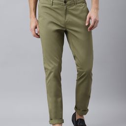 Woods Men Olive Green Chinos Trousers-image-90