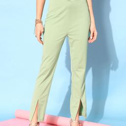 STREET 9 Women Gorgeous Green Solid Trousers-image-61