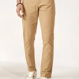 Andamen Men Ultra Slim Fit Mid-Rise Plain Cotton Chinos-image-4