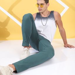 The Indian Garage Co Men Teal Blue Slim Fit Chinos Trousers-image-35