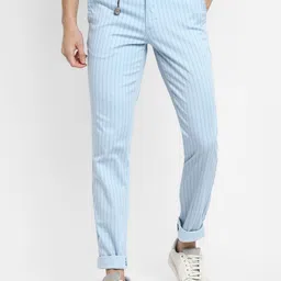 Turtle Men Striped Relaxed Tapered Fit Chinos Trousers-image-31