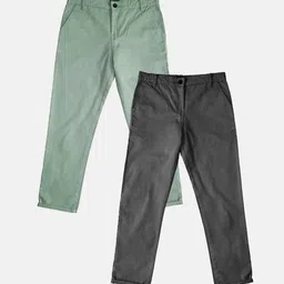 KiddoPanti Boys Pack Of 2 Pure Cotton Chinos Trousers-image-23