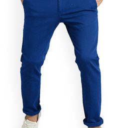 AD & AV Men Blue Classic Easy Wash Chinos Trousers-image-33