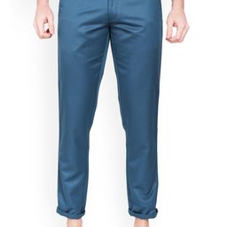 AD & AV Men Teal Blue Classic Regular Fit Easy Wash Chinos Trousers-image-38