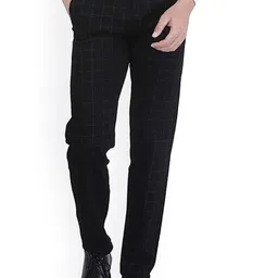 FUBAR Men Checked Relaxed Slim Fit Easy Wash Formal Trousers-image-81