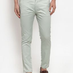JAINISH Men Green Smart Slim Fit Easy Wash Chinos Trousers-image-28