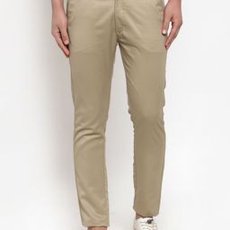 JAINISH Men Khaki Smart Slim Fit Pure Cotton Chinos-image-95