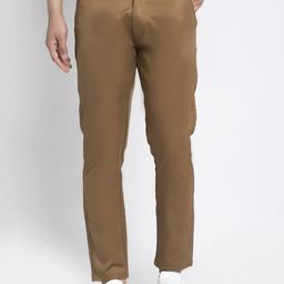 JAINISH Men Brown Smart Slim Fit Easy Wash Chinos Trousers-image-25