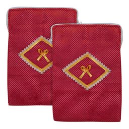Kuber Industries Red 2 Pieces Printed Cotton Undergarment Organisers-53