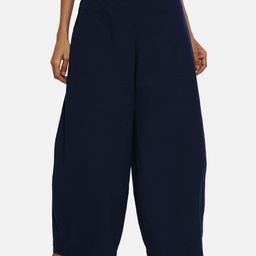 GRASS by Gitika Goyal Women Navy Blue Parallel Trousers-picture-36