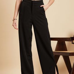 MINT STREET Women Black Tailored Straight Fit Parallel Trousers-image-69