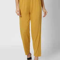 Van Heusen Woman Women Mustard Yellow Solid Trousers-image-60
