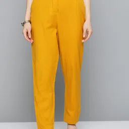 MALHAAR Women Straight Fit Cotton Trousers-image-30