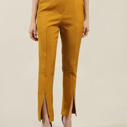 Dlanxa Women Mustard Yellow Trousers-55