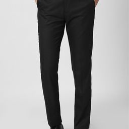 Peter England Elite Men Black Slim Fit Trousers-image-75