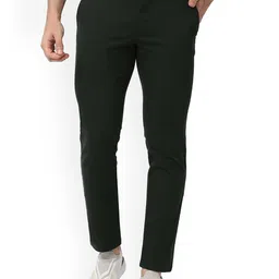 Basics Spruce Skinny Fit Mid-Rise Cotton Stretch Regular Trousers-image-91