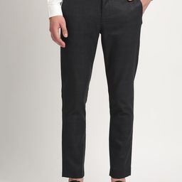 THE BEAR HOUSE Men Solid Checked Tapered Fit Mid-Rise Formal Trousers-image-58