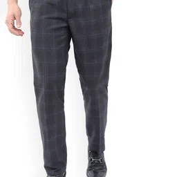 HIGHLANDER Men Checked Slim Fit Regular Smart Formal Trousers-image-12