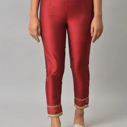 W Women Hem Design Slim Fit Cigarette Trousers-11