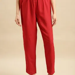 Rangita Women Relaxed Straight Leg Slim Fit Regular Ankle Length Ethnic Trousers-image-63