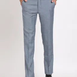 Turtle Men Self Design Textured Tailored Slim Fit Formal Trousers-23